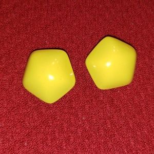 Plastic yellow pentagonal costume earrings. RETRO!